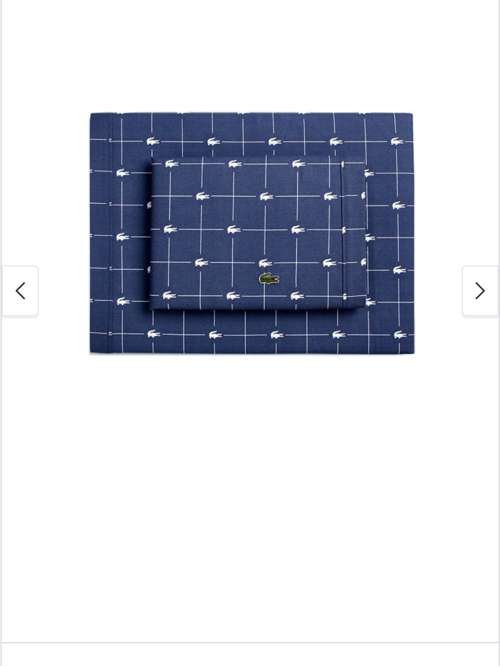 Lacoste Navy Grid & Crocodile Motif Queen Sheet Set